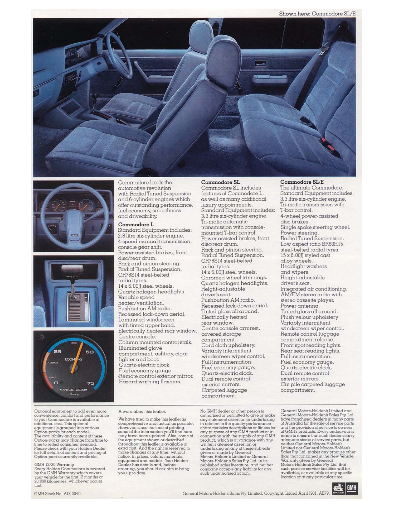 1980 Holden VC Commodore Brochure Page 1